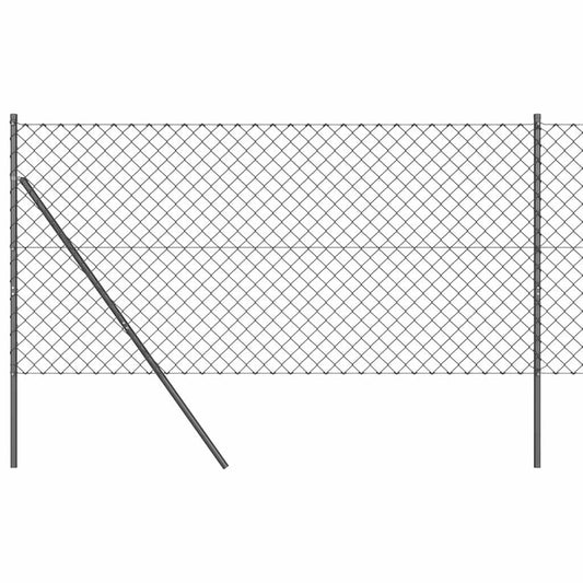 Kettengliedzaun mit Pfosten Grau 1,4 x 25 m Stahl