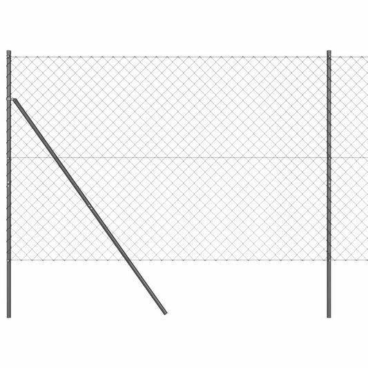 Kettengliedzaun mit Pfosten Grau 1.6 x 25 m Stahl