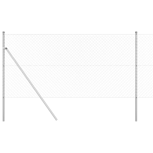 Kettengliedzaun mit Pfosten Silber 1 x 10 m Stahl