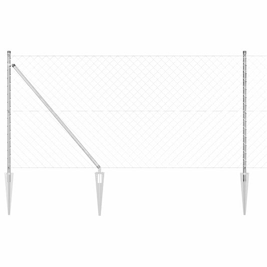 Kettengliedzaun mit Pfosten Silber 1 x 25 m Stahl