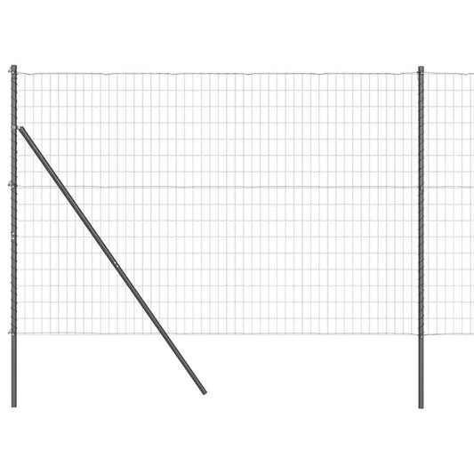 Zaun mit Pfosten Grau 1,5 x 10 m Stahl