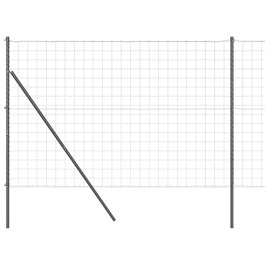 Zaun mit Pfosten Grau 1,6 x 10 m Stahl