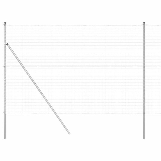 Zaun mit Pfosten Silber 1,6 x 10 m Stahl
