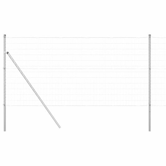 Zaun mit Pfosten Silber 1,2 x 25 m Stahl