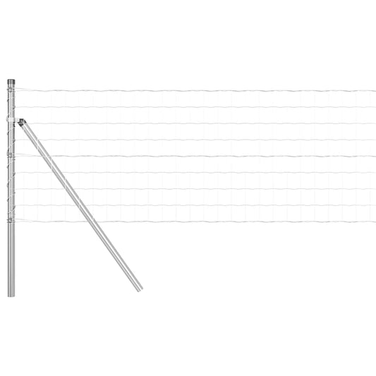 Zaun mit Pfosten Silber 0,6 x 25 m Stahl