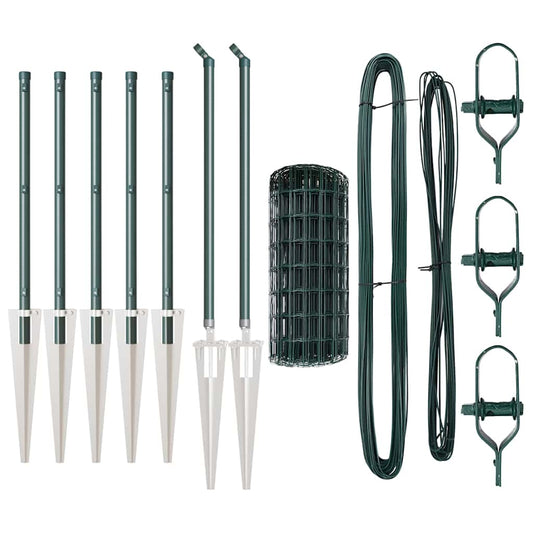 Zaun mit Pfosten Grün 0,6 x 10 m Stahl