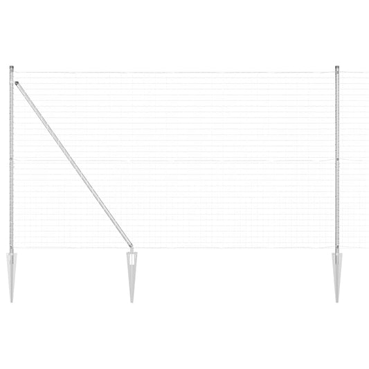 Zaun mit Pfosten Silber 1,5 x 10 m Stahl