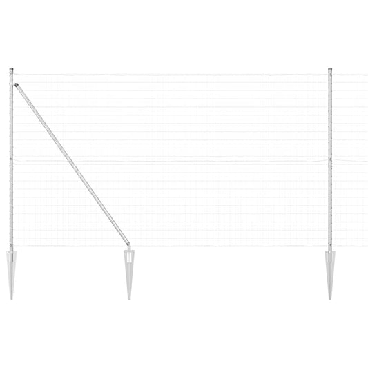 Zaun mit Pfosten Silber 1,5 x 10 m Stahl