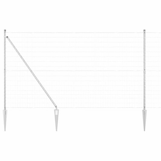 Zaun mit Pfosten Silber 1,5 x 10 m Stahl