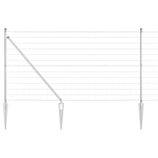 Zaun mit Pfosten Silber 0,8 x 10 m Stahl