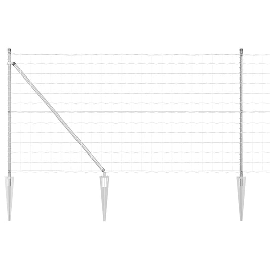 Zaun mit Pfosten Silber 1 x 25 m Stahl