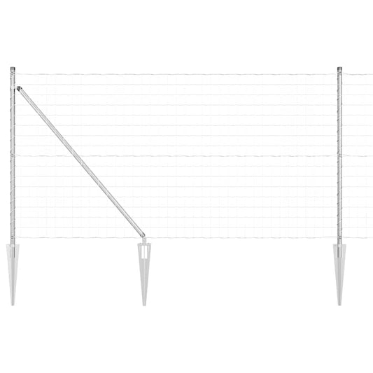 Zaun mit Pfosten Silber 1 x 25 m Stahl