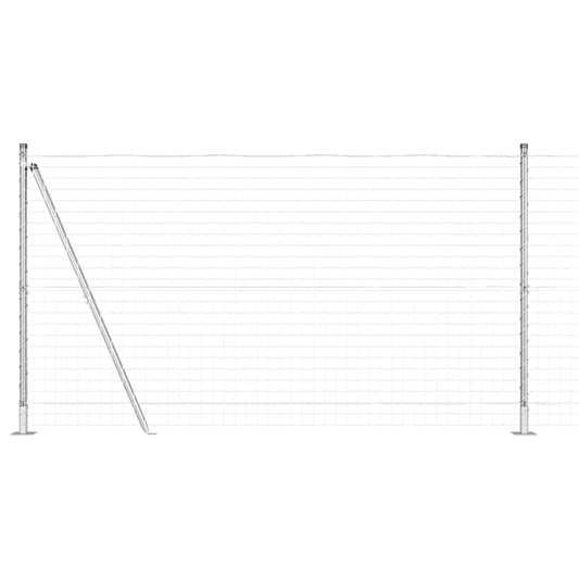 Zaun mit Pfosten Silber 1,2 x 10 m Stahl