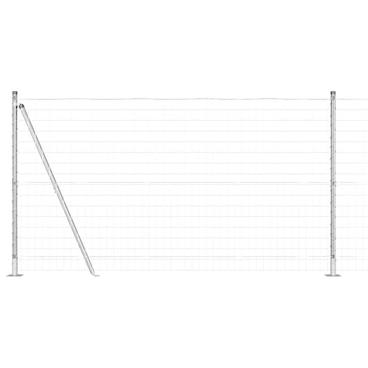 Zaun mit Pfosten Silber 1,2 x 10 m Stahl