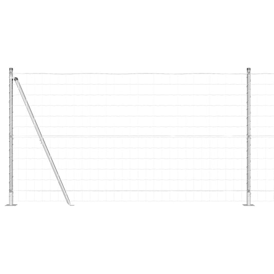 Zaun mit Pfosten Silber 1,2 x 10 m Stahl