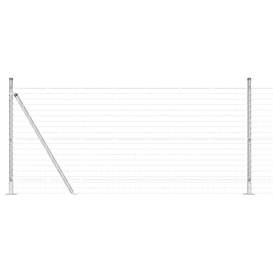 Zaun mit Pfosten Silber 0,8 x 25 m Stahl