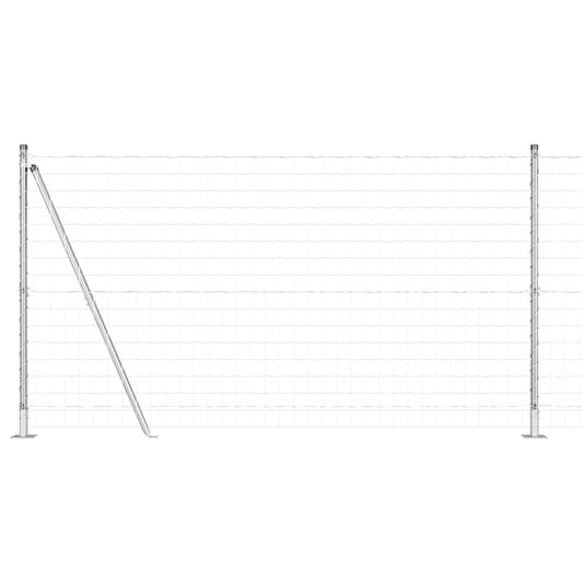 Zaun mit Pfosten Silber 1,2 x 25 m Stahl