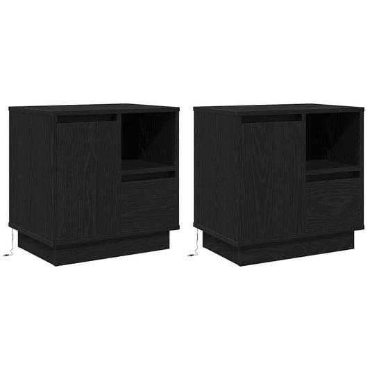 Nachttisch 2 pcs Schwarz Eichen-Optik 50 x 34,5 x 50 cm