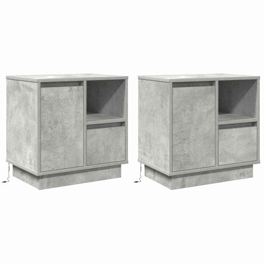 Nachttisch 2 pcs Beton Grau 50 x 34,5 x 50 cm Holzwerkstoff