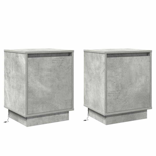 Nachttisch 2 pcs Beton Grau 39 x 34,5 x 50 cm Holzwerkstoff