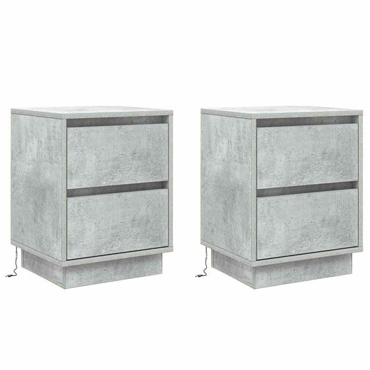 Nachttisch 2 pcs Beton Grau 39 x 34,5 x 50 cm Holzwerkstoff
