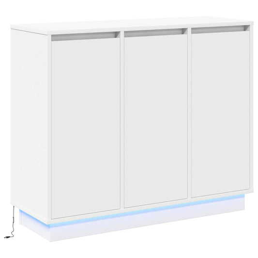 LED-Sideboard mit Regal Weiß 90 x 32 x 75 cm Holzwerkstoff