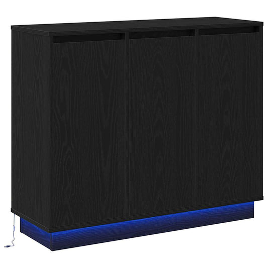 LED-Sideboard mit Regal Schwarz Eichen-Optik 90 x 32 x 75 cm