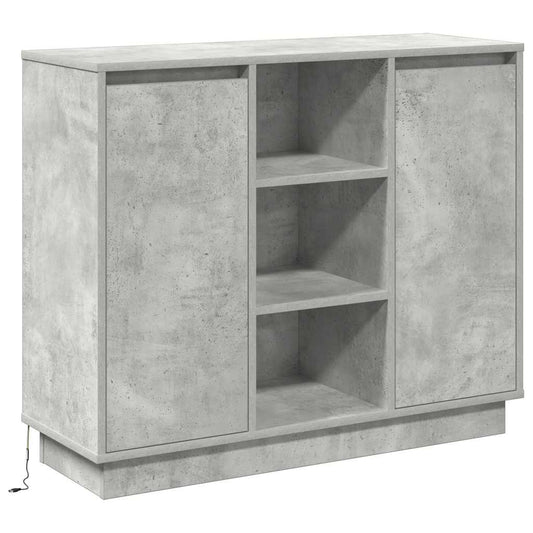 LED-Sideboard mit Tür Beton Grau 90 x 32 x 75 cm Holzwerkstoff