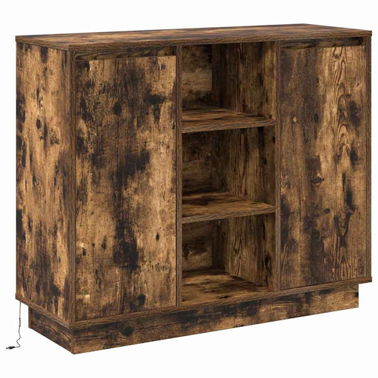 LED-Sideboard Geräucherte Eiche 90 x 32 x 75 cm Holzwerkstoff