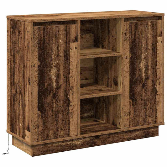 LED-Sideboard mit Regal Altholz 90 x 32 x 75 cm Holzwerkstoff