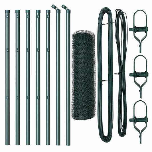 Zaun mit Pfosten Grün 0,4 x 10 m PVC-beschichteter Stahl