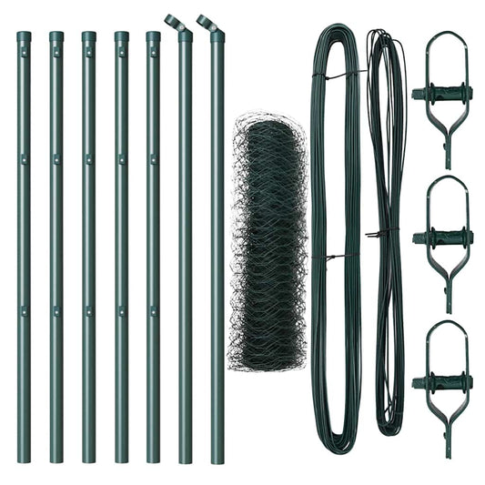 Zaun mit Pfosten Grün 0,6 x 10 m PVC-beschichteter Stahl