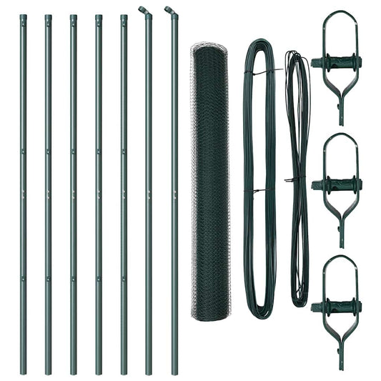 Zaun mit Pfosten Grün 1 x 10 m PVC-beschichteter Stahl