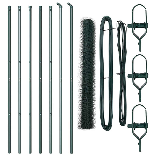 Zaun mit Pfosten Grün 1,4 x 10 m PVC-beschichteter Stahl