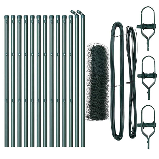 Zaun mit Pfosten Grün 0,5 x 25 m PVC-beschichteter Stahl