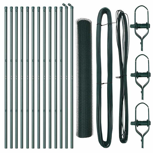 Zaun mit Pfosten Grün 1,4 x 25 m PVC-beschichteter Stahl