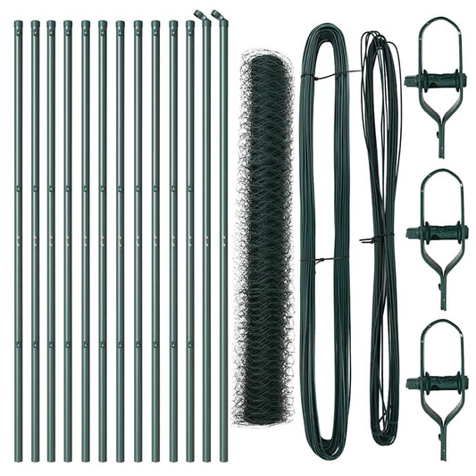 Zaun mit Pfosten Grün 1,4 x 25 m PVC-beschichteter Stahl