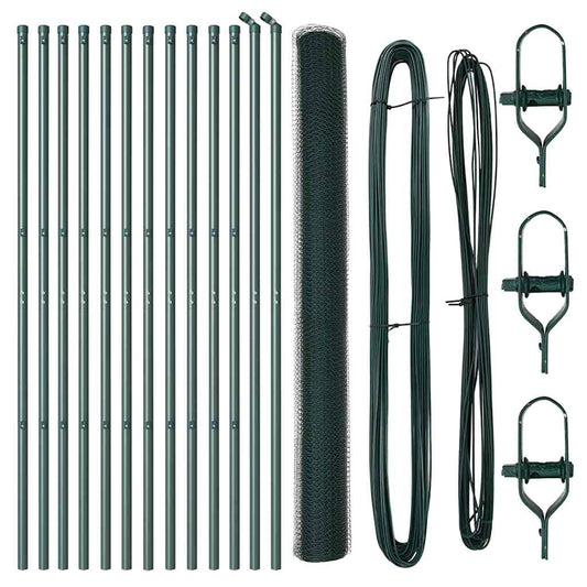 Zaun mit Pfosten Grün 1.6 x 25 m PVC-beschichteter Stahl