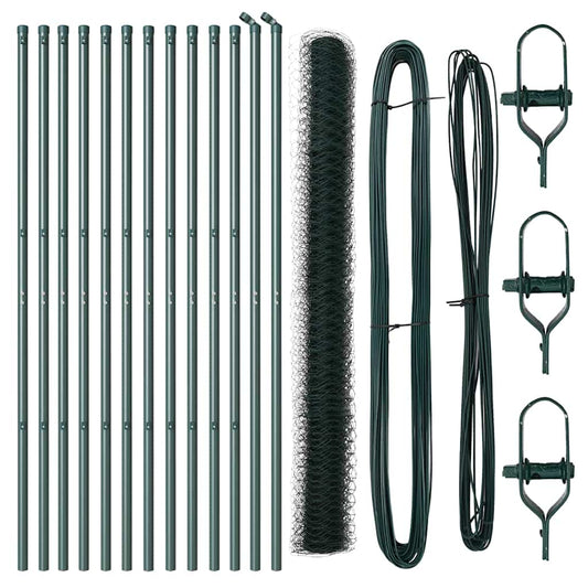 Zaun mit Pfosten Grün 1.6 x 25 m PVC-beschichteter Stahl