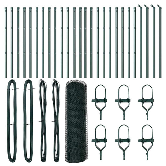 Zaun mit Pfosten Grün 0,5 x 50 m PVC-beschichteter Stahl