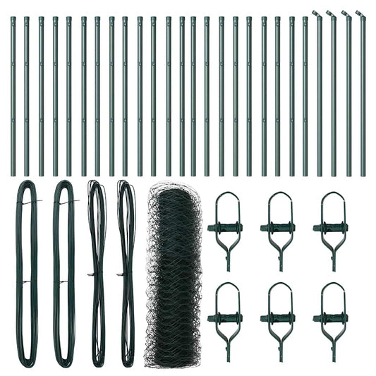 Zaun mit Pfosten Grün 0,8 x 50 m PVC-beschichteter Stahl