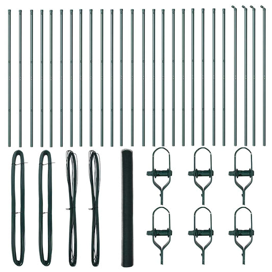 Zaun mit Pfosten Grün 1,5 x 50 m PVC-beschichteter Stahl