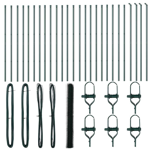 Zaun mit Pfosten Grün 1,6 x 50 m PVC-beschichteter Stahl