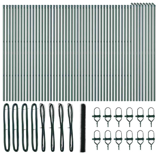 Zaun mit Pfosten Grün 1,5 x 100 m PVC-beschichteter Stahl