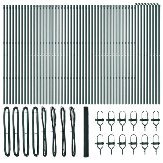 Zaun mit Pfosten Grün 1,6 x 100 m PVC-beschichteter Stahl