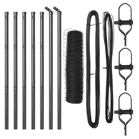 Zaun mit Pfosten Grau 0,6 x 10 m PVC-beschichteter Stahl