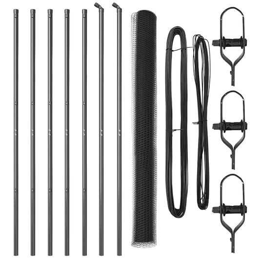 Zaun mit Pfosten Grau 1,5 x 10 m PVC-beschichteter Stahl