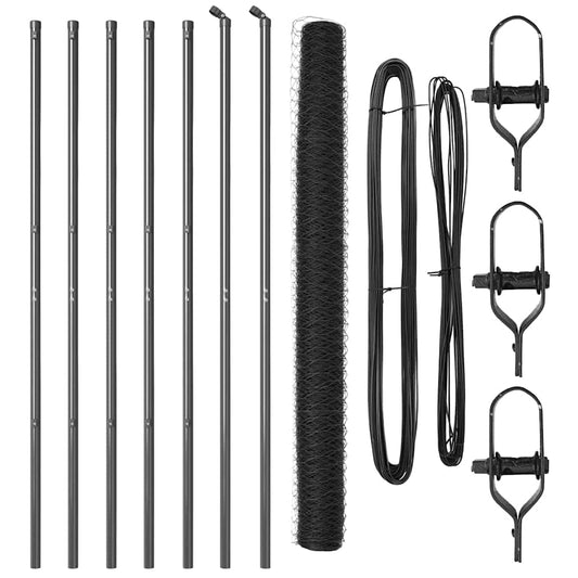 Zaun mit Pfosten Grau 1,5 x 10 m PVC-beschichteter Stahl