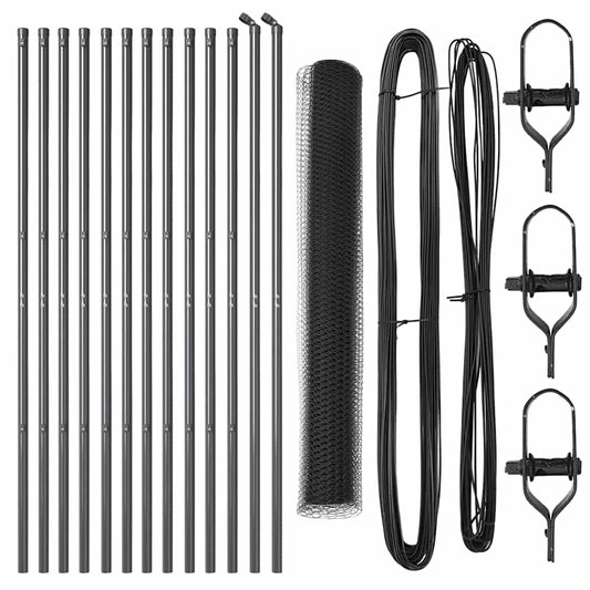 Zaun mit Pfosten Grau 1 x 25 m PVC-beschichteter Stahl