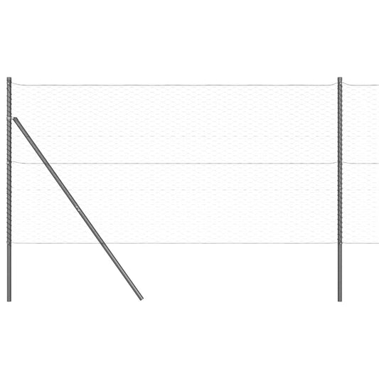 Zaun mit Pfosten Grau 1,4 x 25 m PVC-beschichteter Stahl